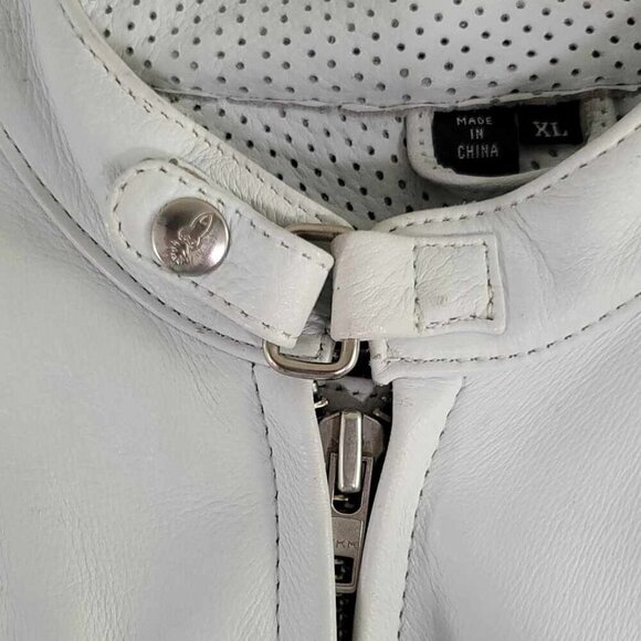 Joe Rocket white leather Elbow motorcycle jacket. EUC. Only worn a few times. - Picture 3 of 15